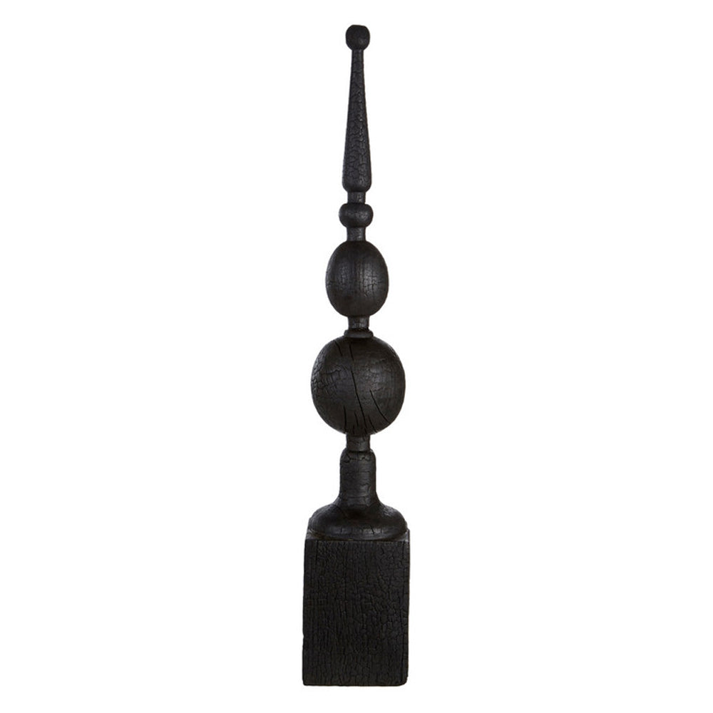 Olivia's Black Wooden Finial Sculpture