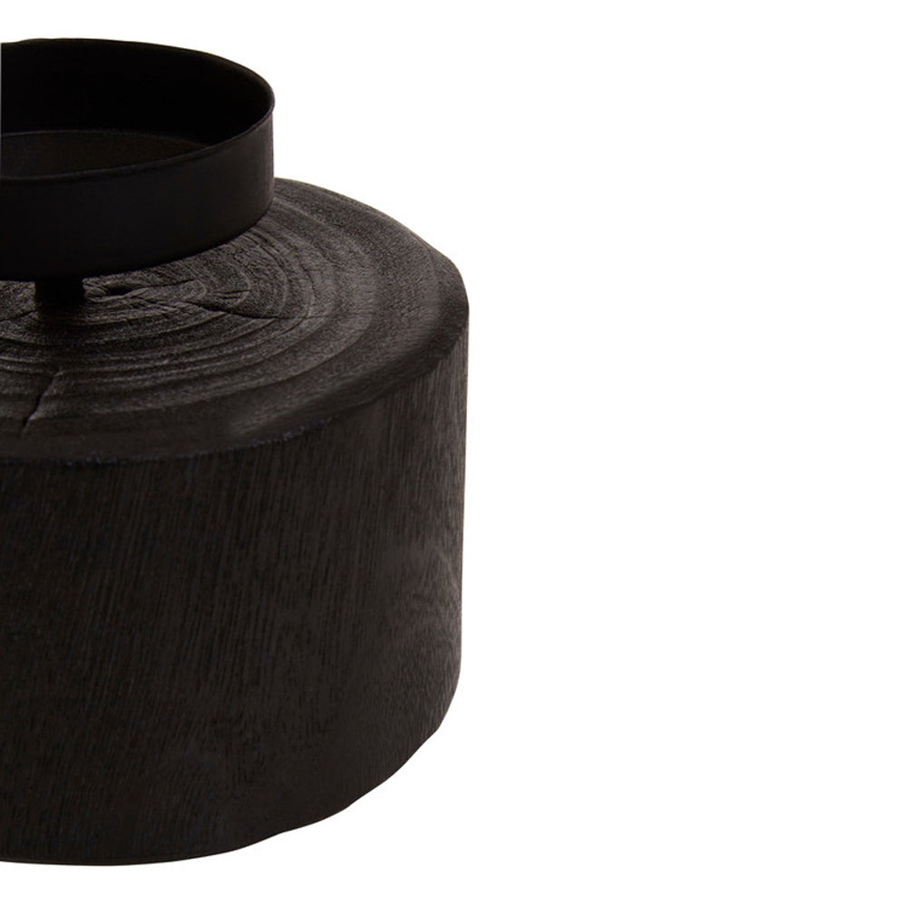 Olivia's Wooden Black Candle Holder Small