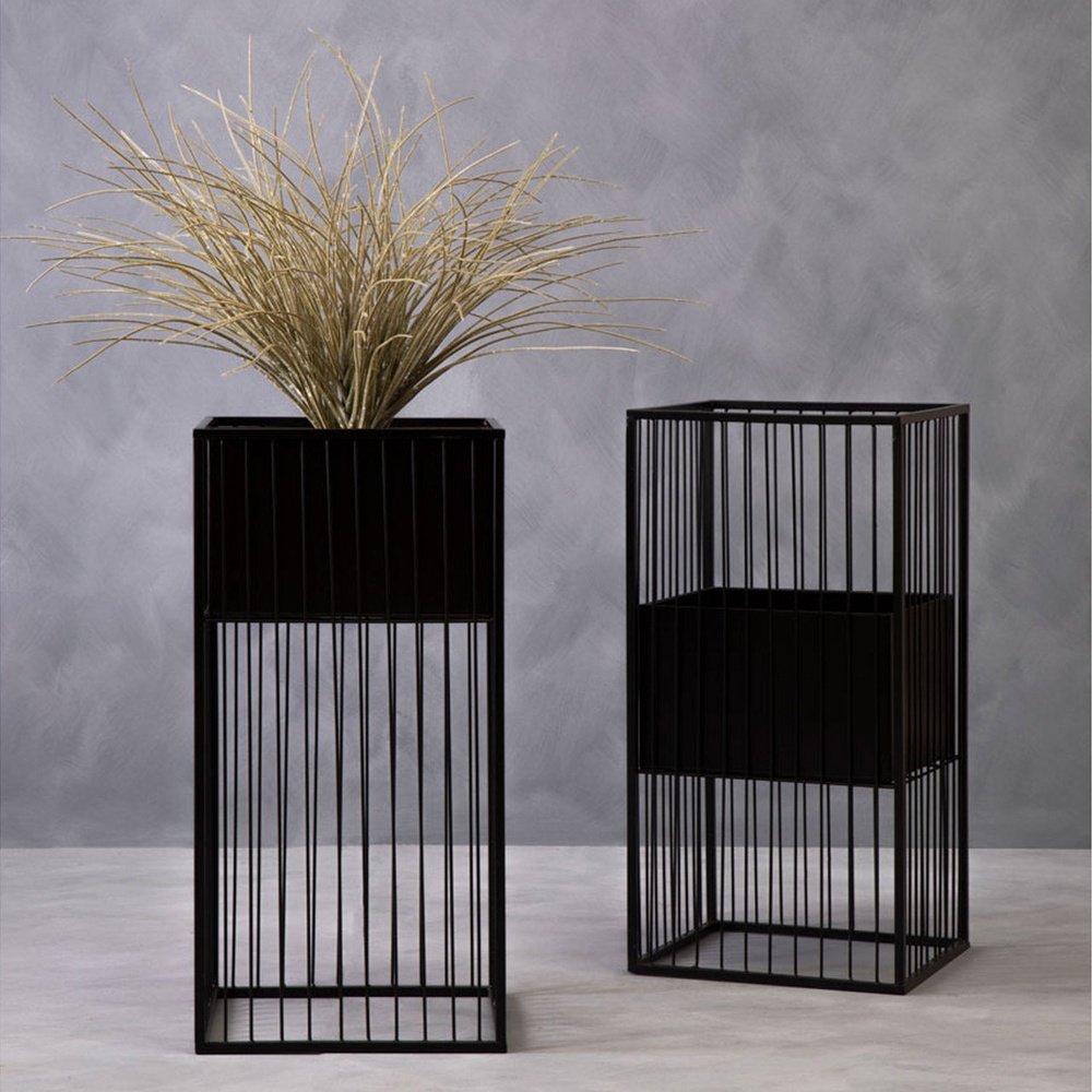 Olivia's Amaris Square Floor Standing Planter Black