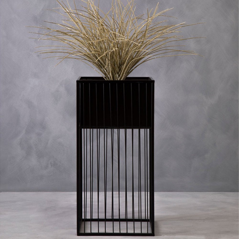 square plant pot holders Amaris Square Floor Standing Planter - Black