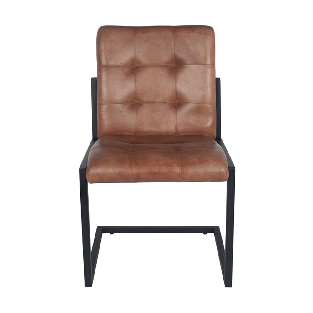 Olivia's Celina Vintage Leather and Iron Buttoned Chair in Brown