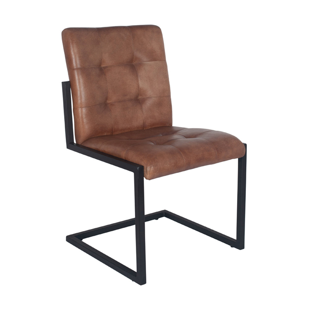 Olivia's Celina Vintage Leather and Iron Buttoned Chair in Brown