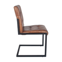 Olivia's Celina Vintage Leather and Iron Buttoned Chair in Brown