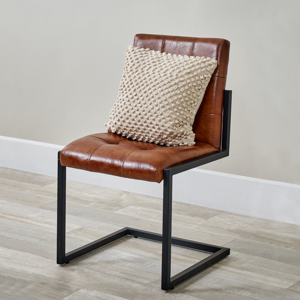 Olivia's Celina Vintage Leather and Iron Buttoned Chair in Brown