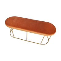 Olivia's Nina Tobacco Velvet Bench with Gold Metal Frame