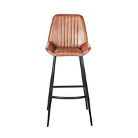 Olivia's Lia Vintage Brown Leather and Iron Retro Bar Stool