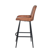 Olivia's Lia Vintage Brown Leather and Iron Retro Bar Stool