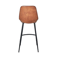 Olivia's Lia Vintage Brown Leather and Iron Retro Bar Stool