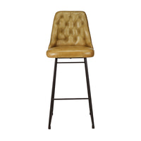 Olivia's Camille Leather and Iron Bar Stool in Mustard