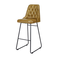 Olivia's Camille Leather and Iron Bar Stool in Mustard