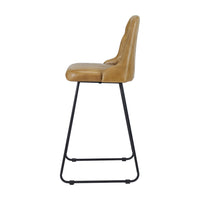 Olivia's Camille Leather and Iron Bar Stool in Mustard