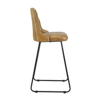 Olivia's Camille Leather and Iron Bar Stool in Mustard