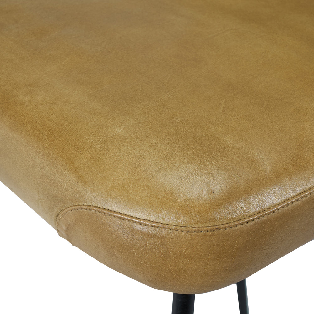 Olivia's Camille Leather and Iron Bar Stool in Mustard