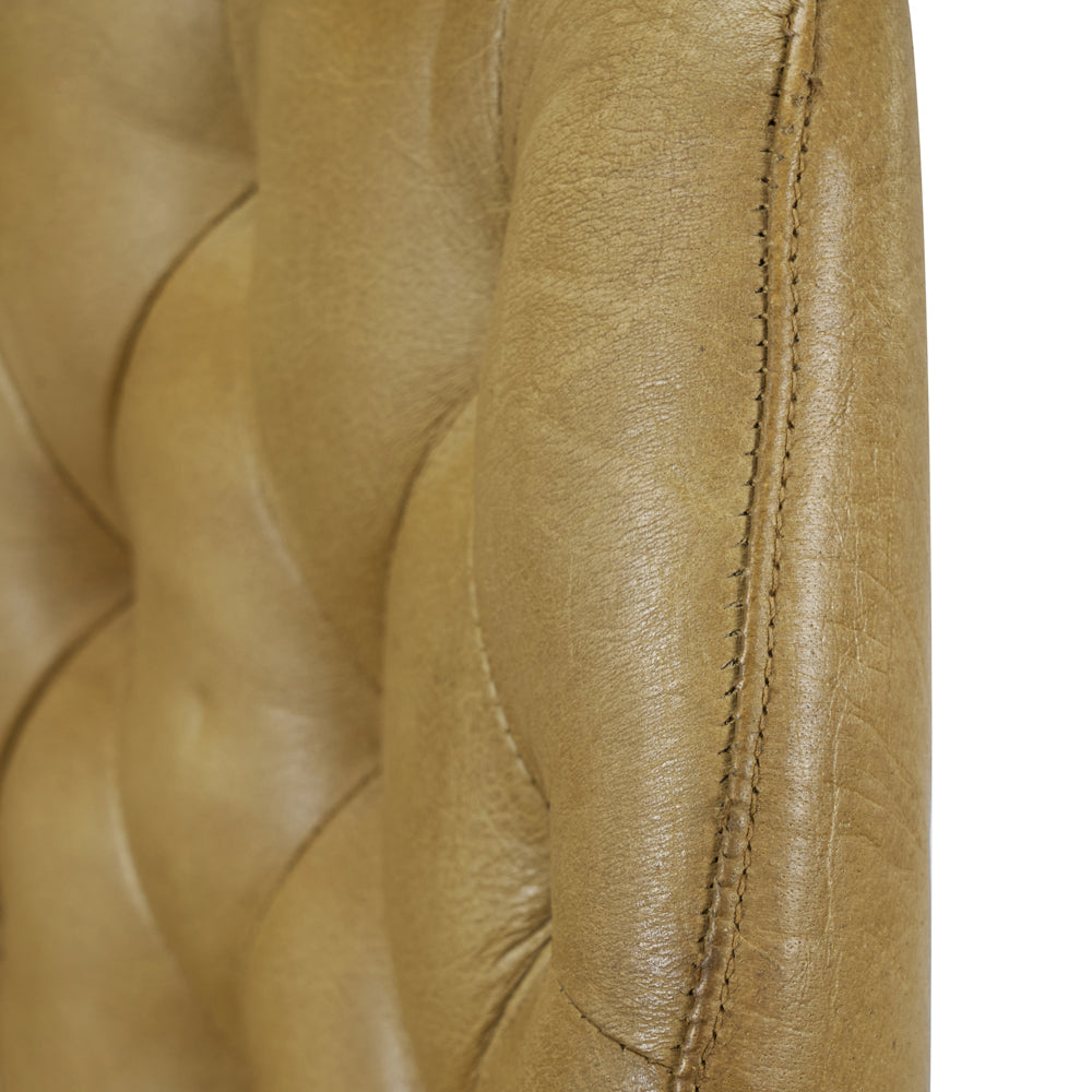 Olivia's Camille Leather and Iron Bar Stool in Mustard