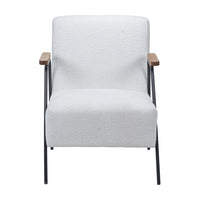 Olivia's Brodie Bouclé Chair With Black Legs and Wooden Arms