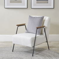 Olivia's Brodie Bouclé Chair With Black Legs and Wooden Arms