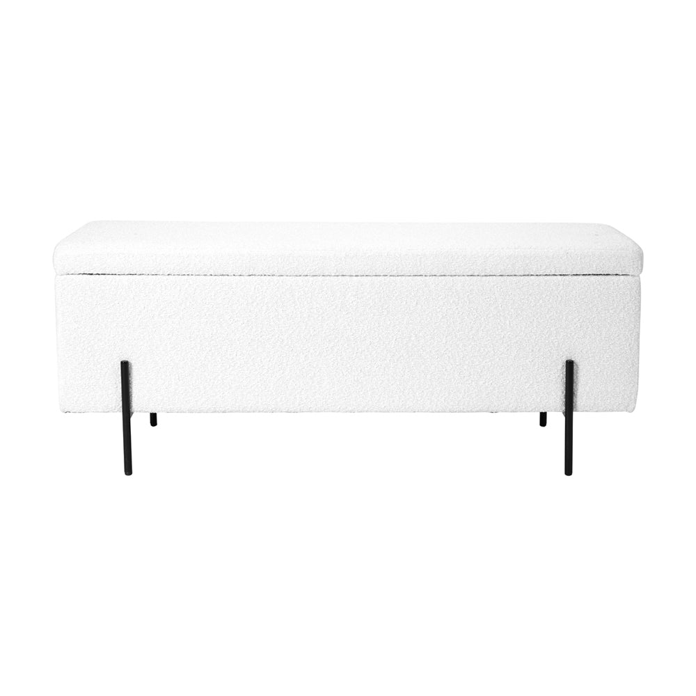 Maxie Boucle Storage Bench with Black Legs Pacific Lifestyle 1