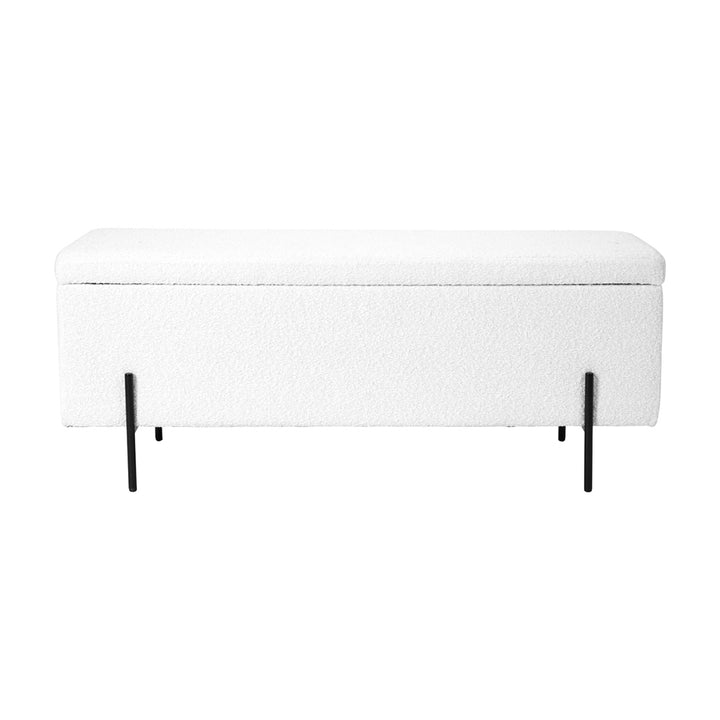 Maxie Boucle Storage Bench with Black Legs Pacific Lifestyle 1