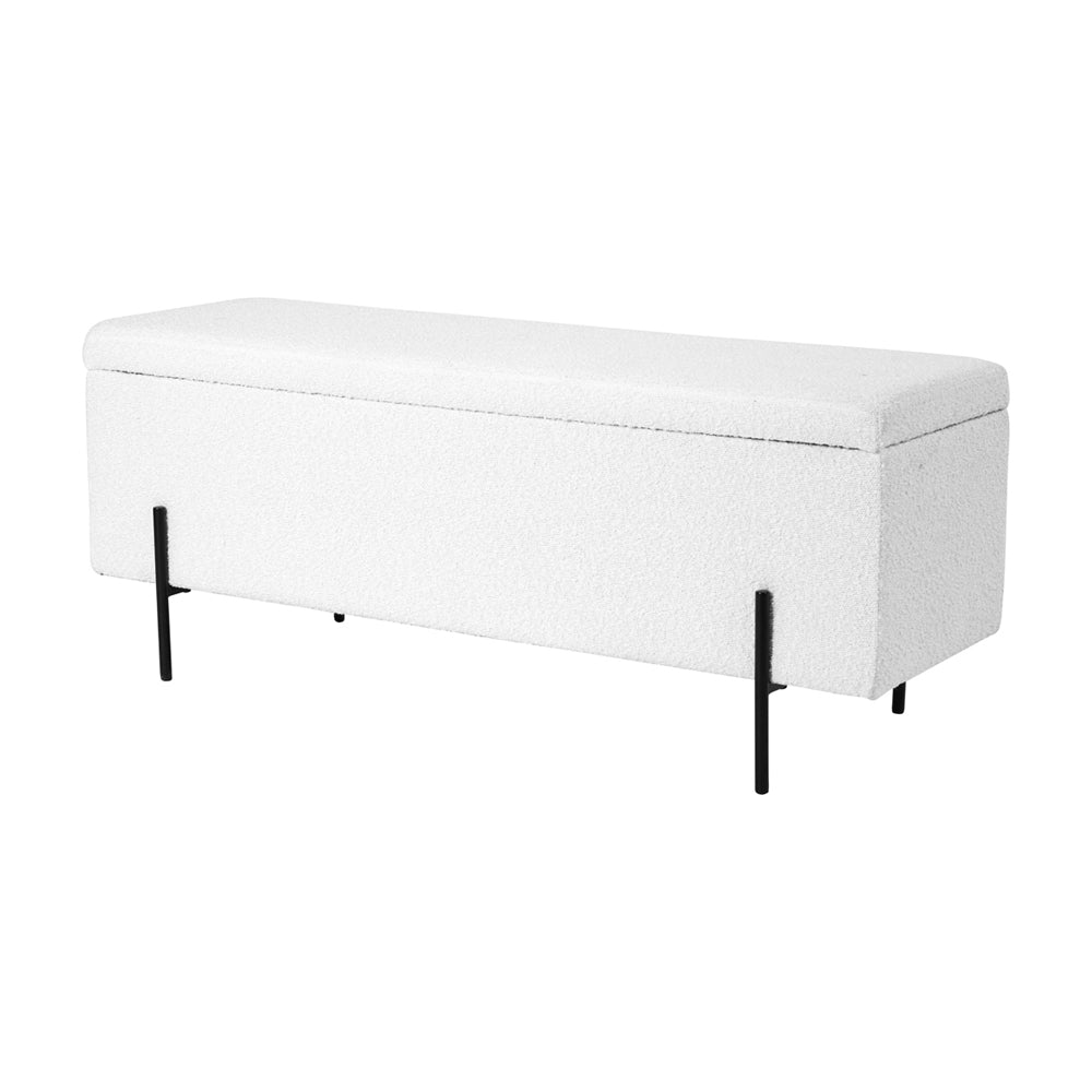 Maxie Boucle Storage Bench with Black Legs Pacific Lifestyle 2