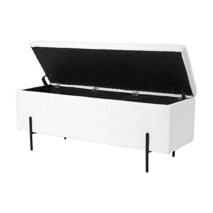 Maxie Boucle Storage Bench with Black Legs Pacific Lifestyle 3