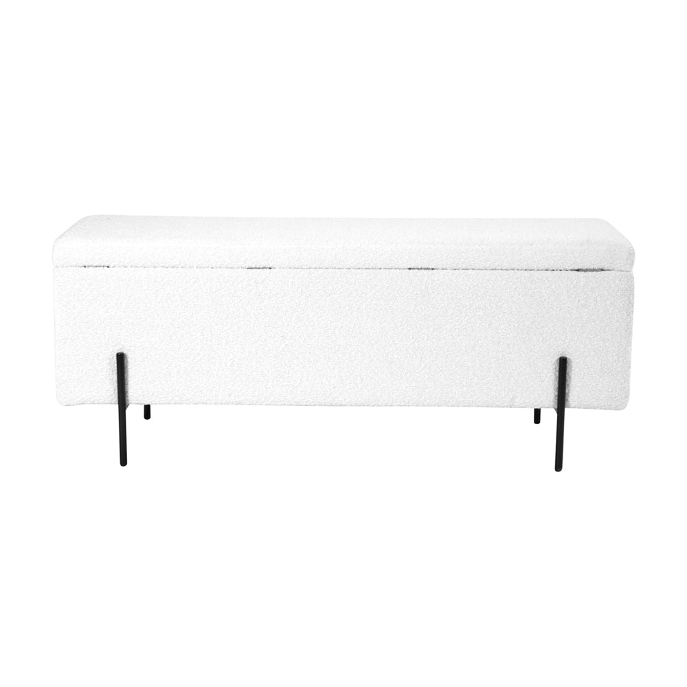 Olivia's Maxie BouclÃ Storage Bench With Black Legs