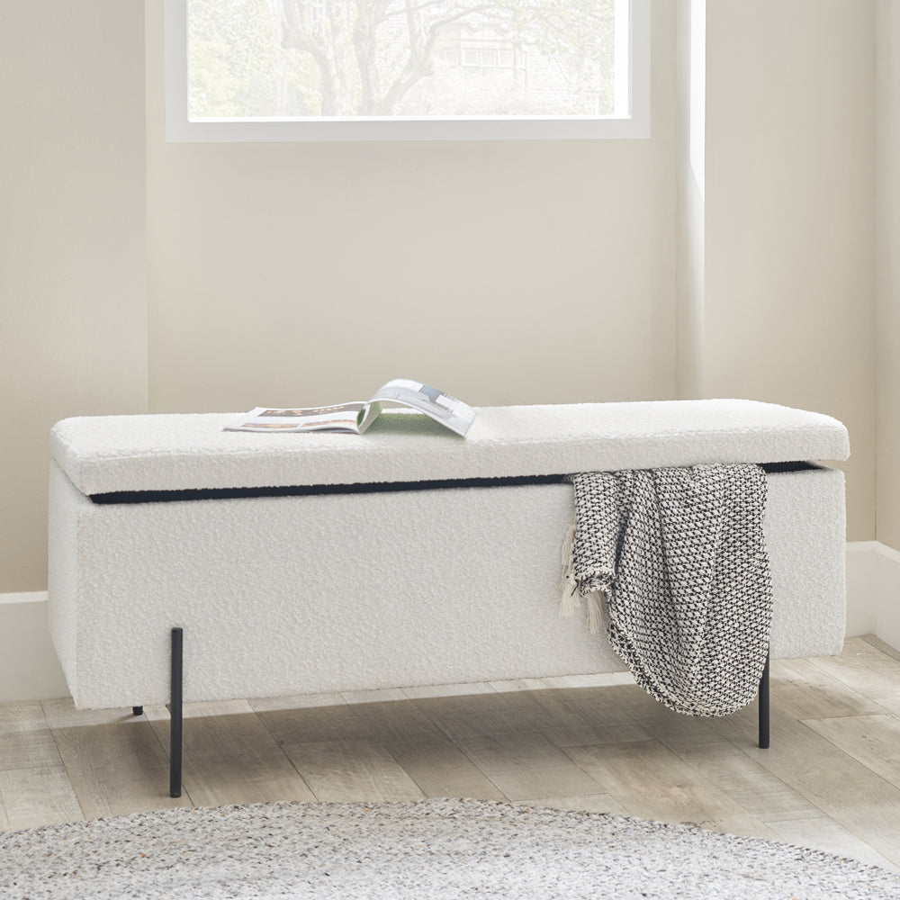 Maxie Boucle Storage Bench with Black Legs Pacific Lifestyle 10
