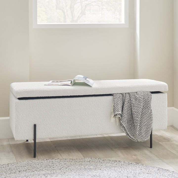 Maxie Boucle Storage Bench with Black Legs Pacific Lifestyle 10