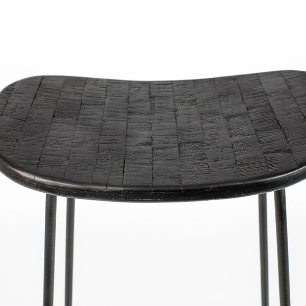 Tait Counter Stool - Natural Frame / Black PU Seat