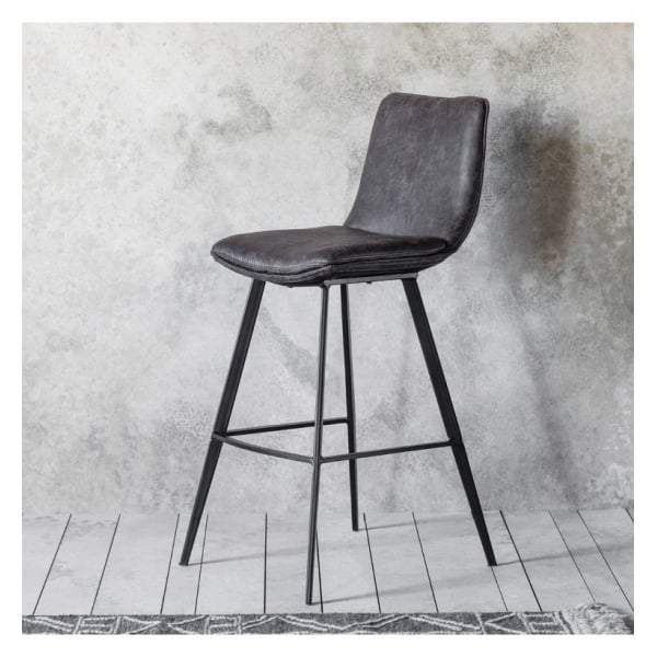 Gallery 2x Palmer Grey Leather Bar Stool | Outlet