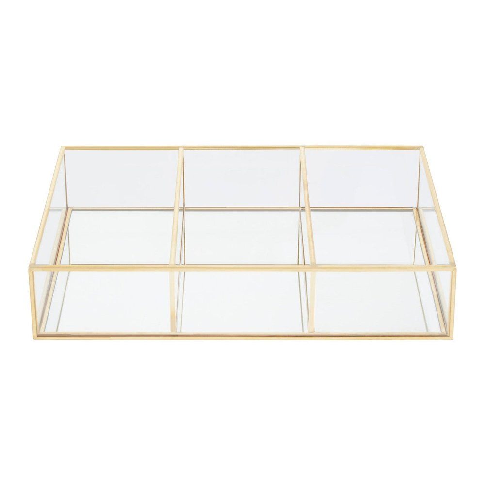 Olivia's Eloise Rectangle 3 Compartment Cosmetics Organiser in Gold