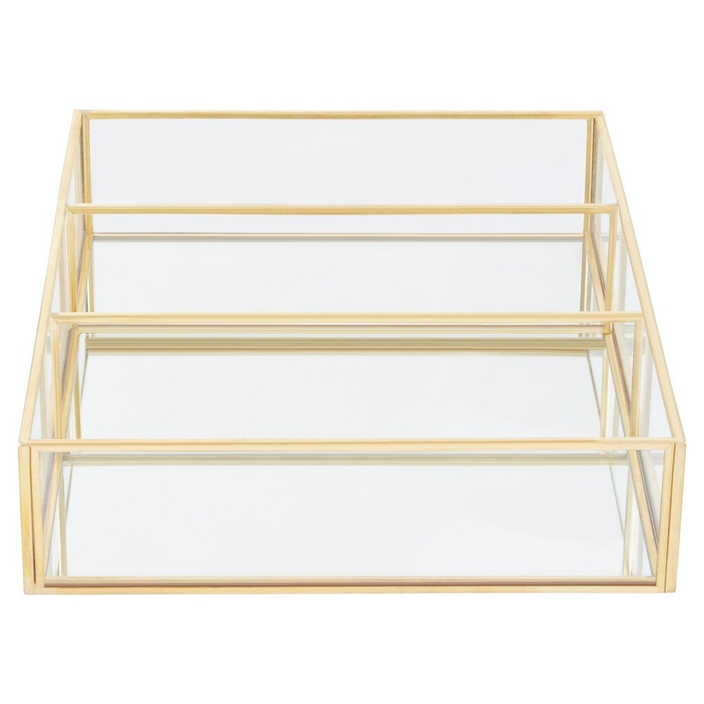 Olivia's Eloise Rectangle 3 Compartment Cosmetics Organiser in Gold