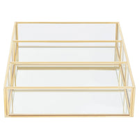 Olivia's Eloise Rectangle 3 Compartment Cosmetics Organiser in Gold