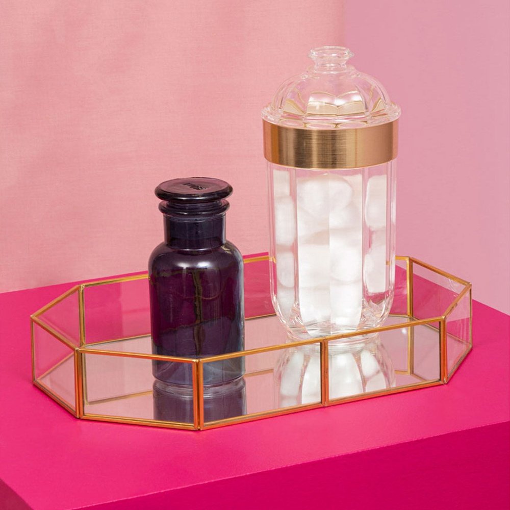 Olivia's Ella Octagonal Cosmetics Tray in Glass