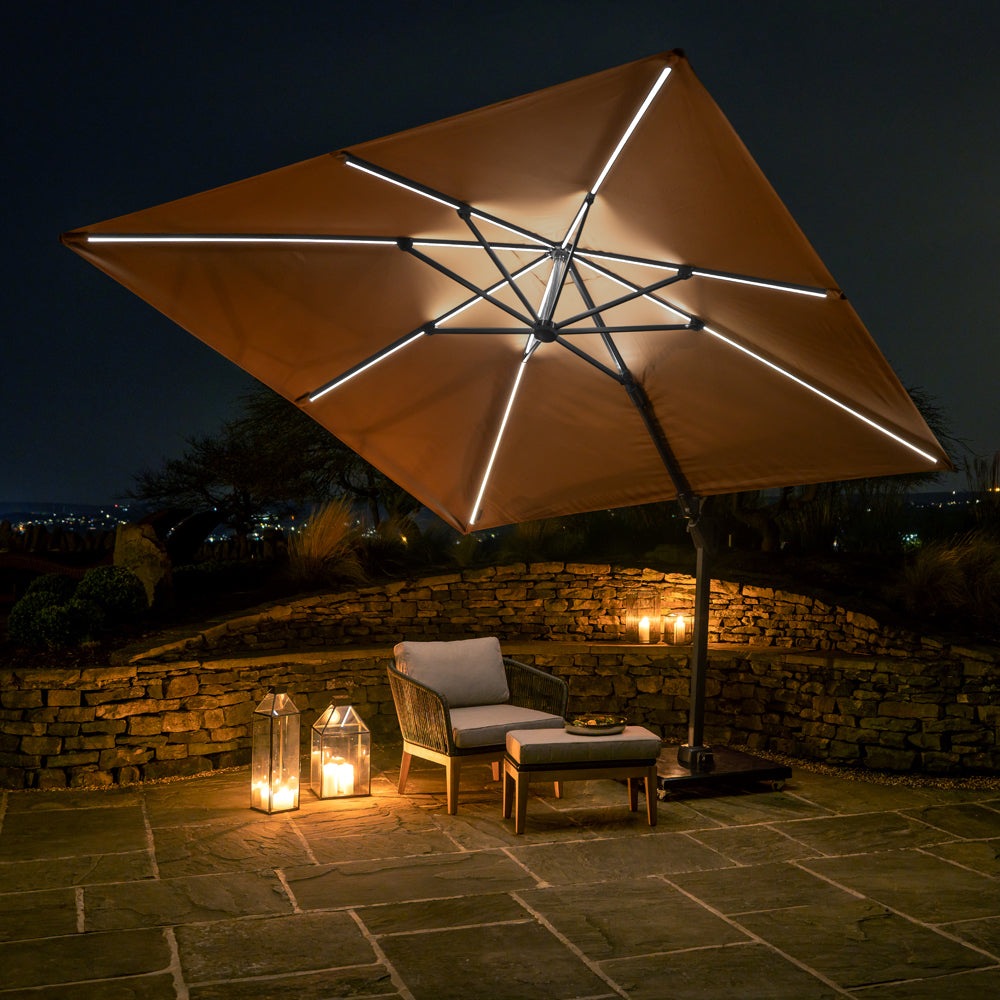 Olivia's Audrey Glow Challenger T2 3m Square Taupe Parasol