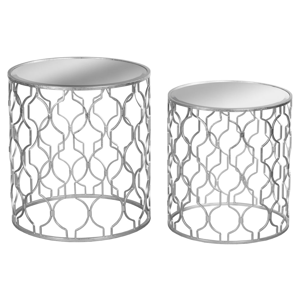 Hill Interiors Set of 2 Arabesque Mirrored Side Tables