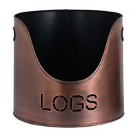 Hill Interiors Logs And Kindling Buckets & Matchstick Holder in Copper