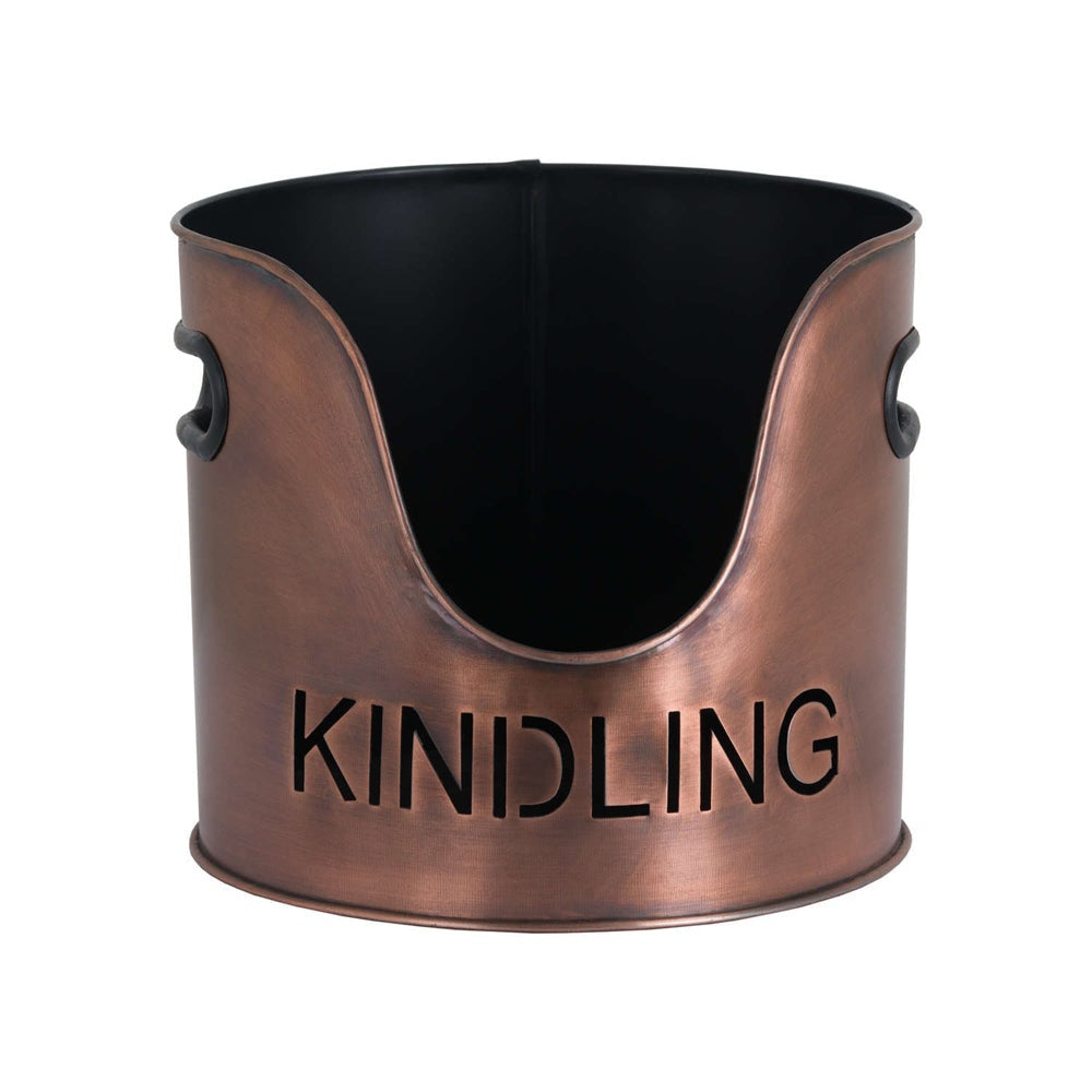 Hill Interiors Logs And Kindling Buckets & Matchstick Holder in Copper