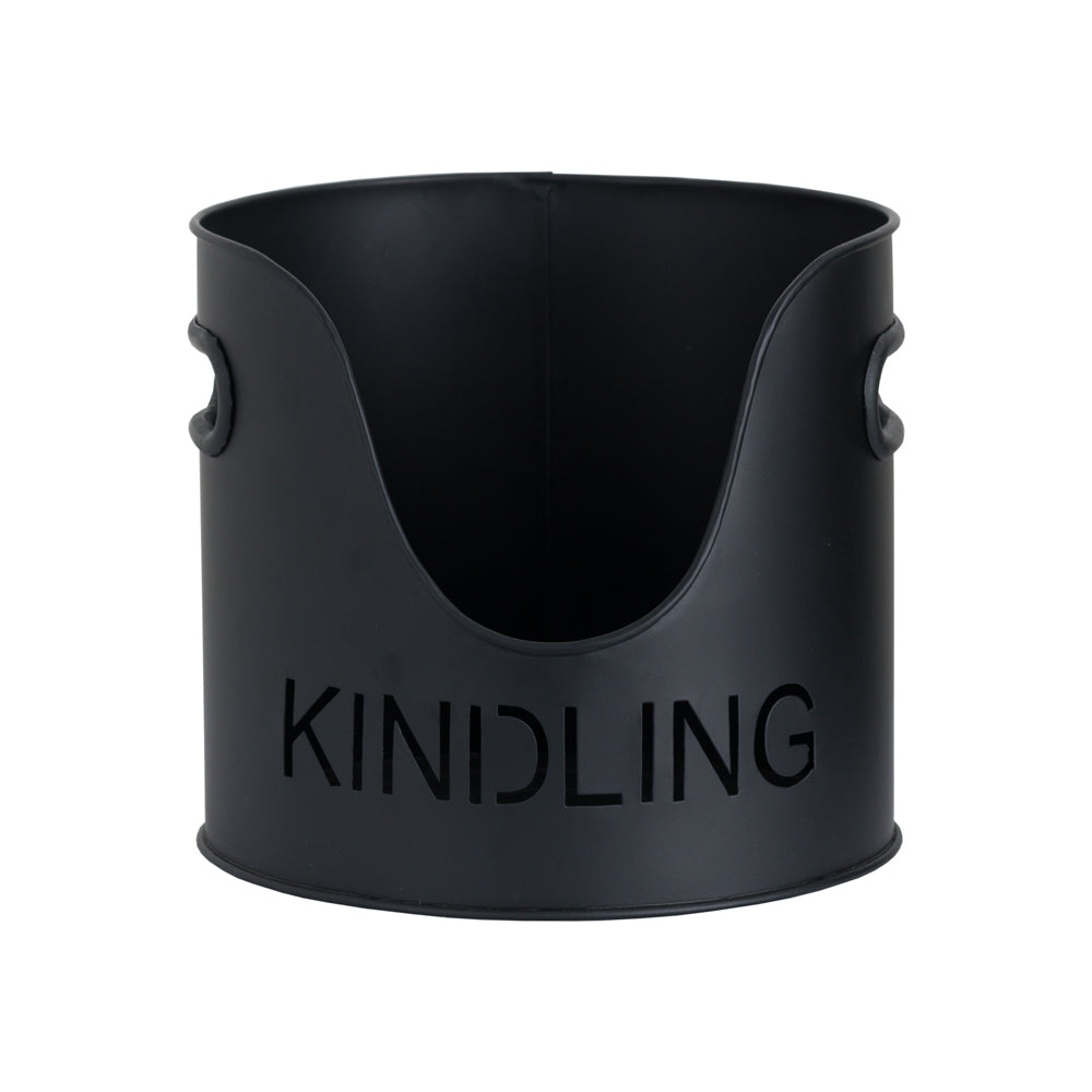 Hill Interiors Logs And Kindling Buckets & Matchstick Holder in Black