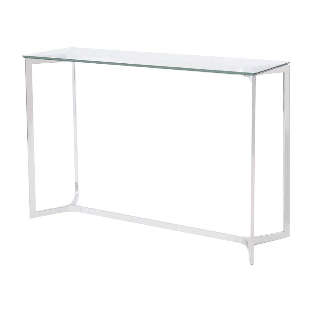 Libra Linton Stainless Steel And Glass Console Table-Libra-Olivia's