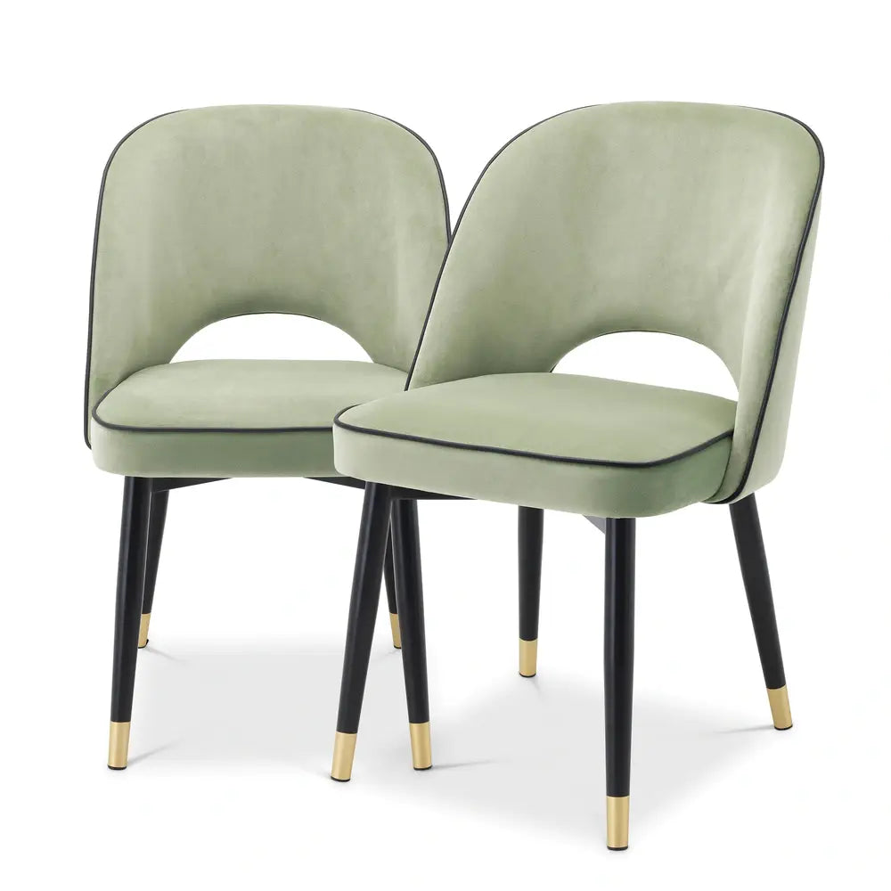 Cliff Set of 2 Dining Chairs - Savona Pistache Green Velvet Eichholtz 1