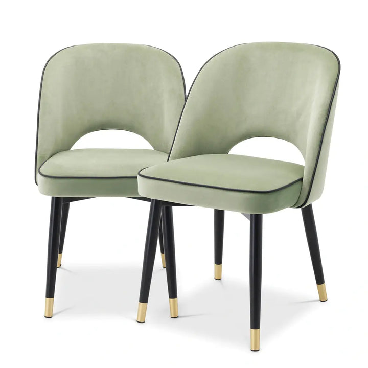 Cliff Set of 2 Dining Chairs - Savona Pistache Green Velvet Eichholtz 1