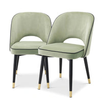 Eichholtz Set of 2 Cliff Dining Chairs in Savona Pistache Green Velvet