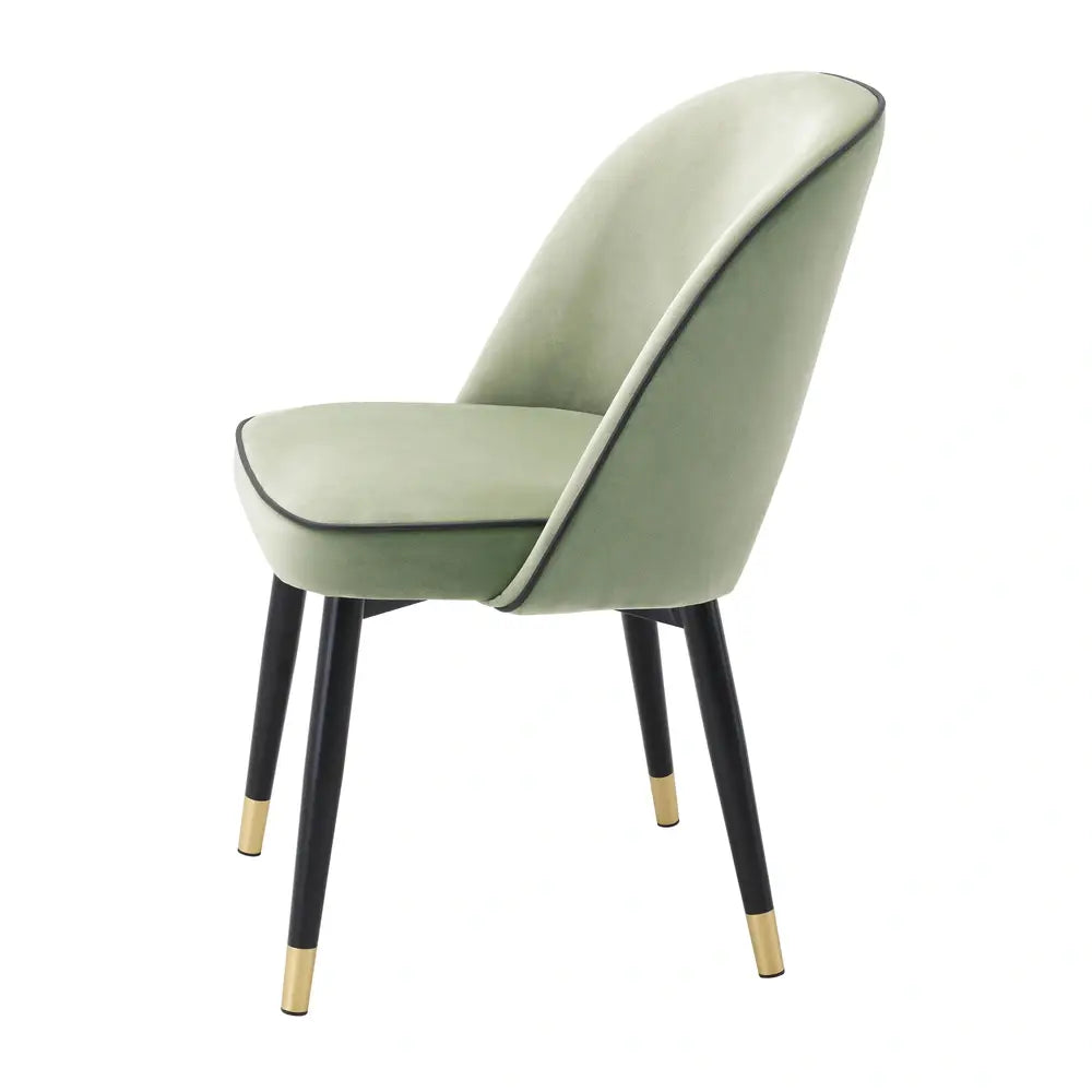 Eichholtz Set of 2 Cliff Dining Chairs in Savona Pistache Green Velvet