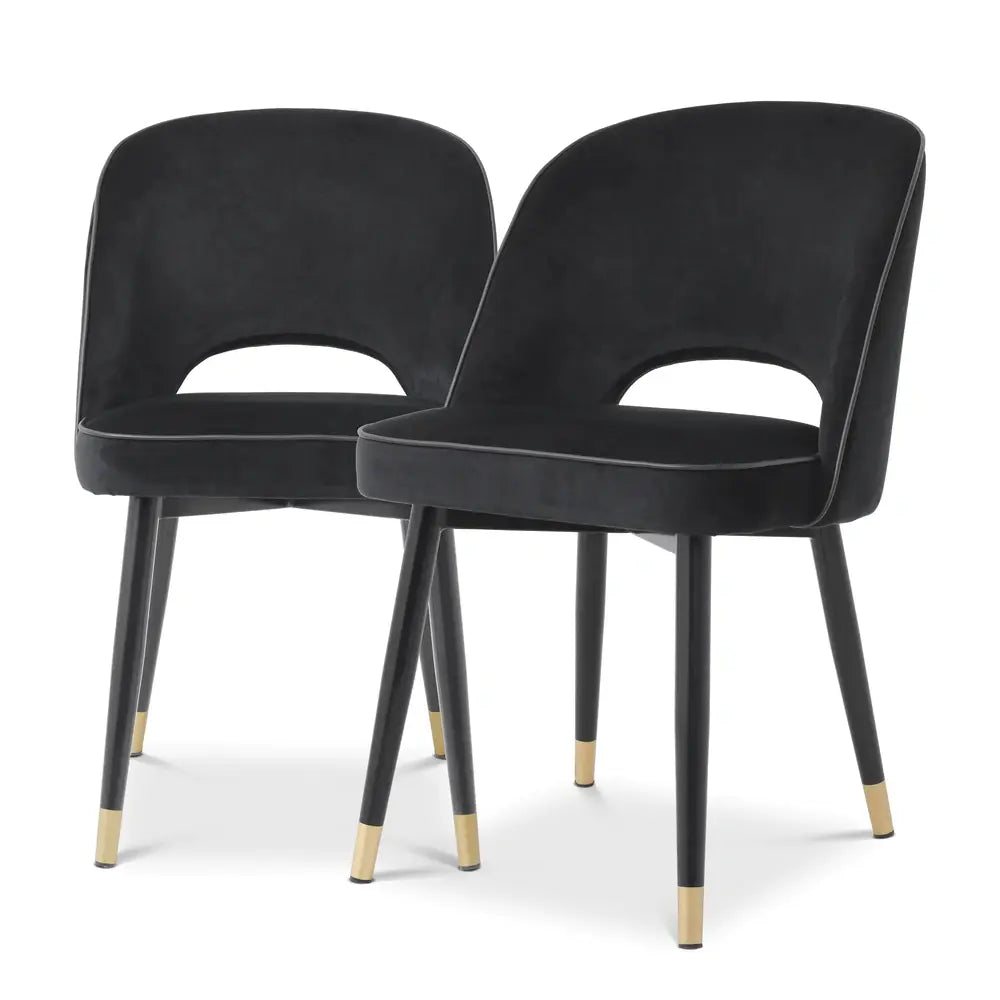 Cliff Set of 2 Dining Chairs - Velvet Roche Black Eichholtz 2