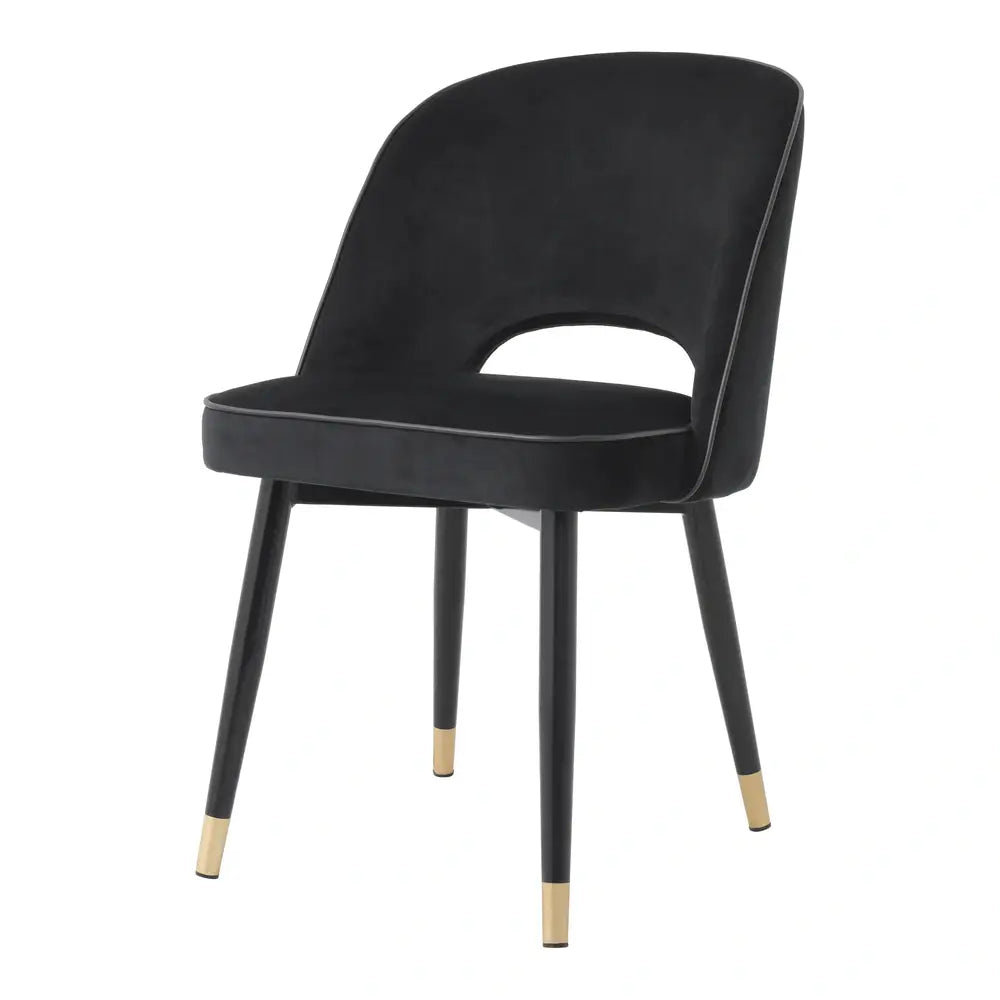 Eichholtz Set of 2 Cliff Dining Chairs in Velvet Roche Black