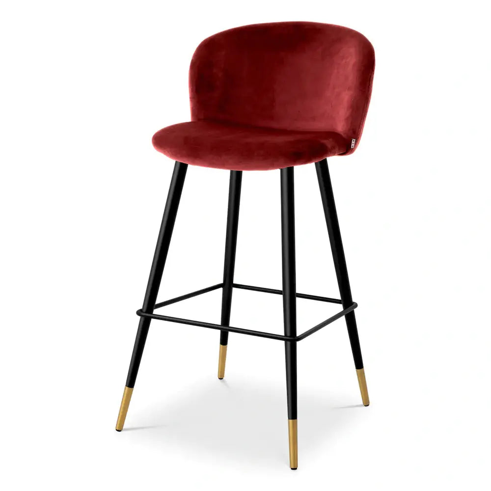 Eichholtz Volante Bar Stool in Roche Bordeaux Velvet