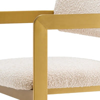 Eichholtz Cliff Brushed Brass Finish Counter Stool in Donato Cream Bouclé