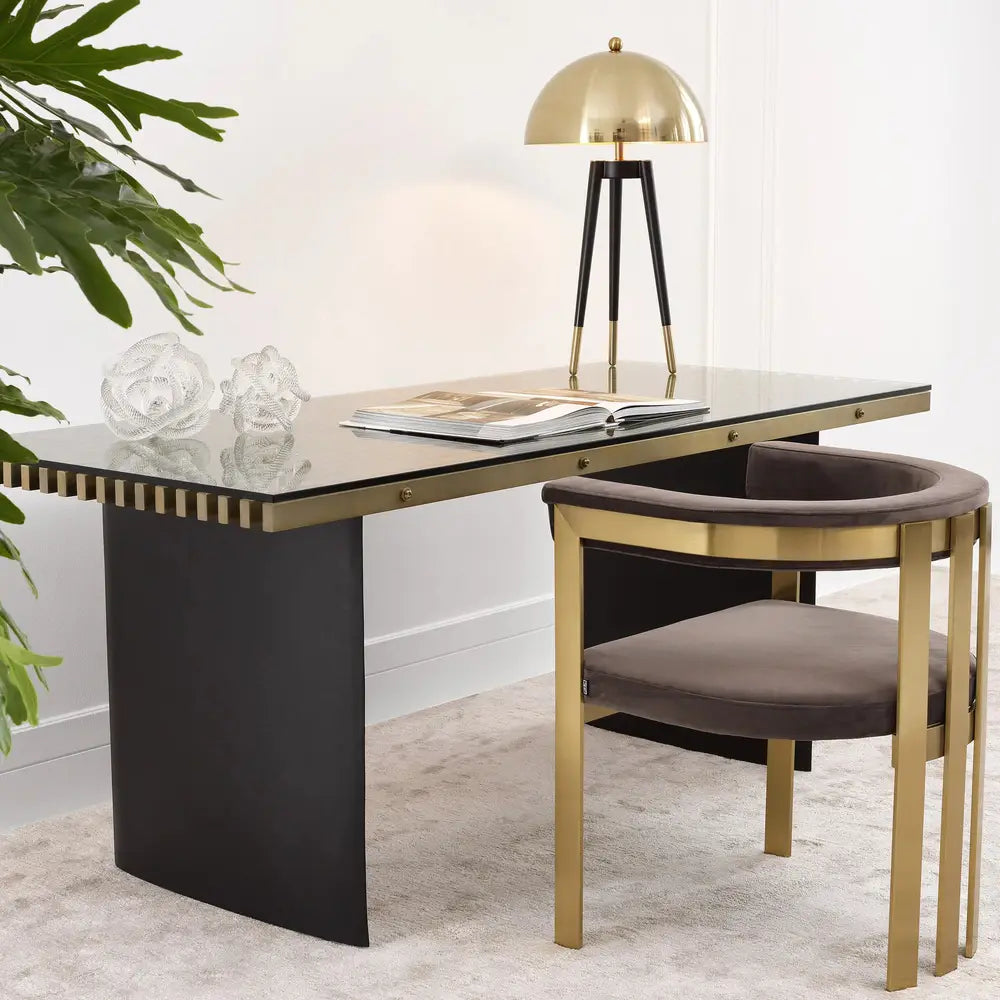 Clubhouse Dining Chair - Brass Finish Savona Grey Eichholtz 2