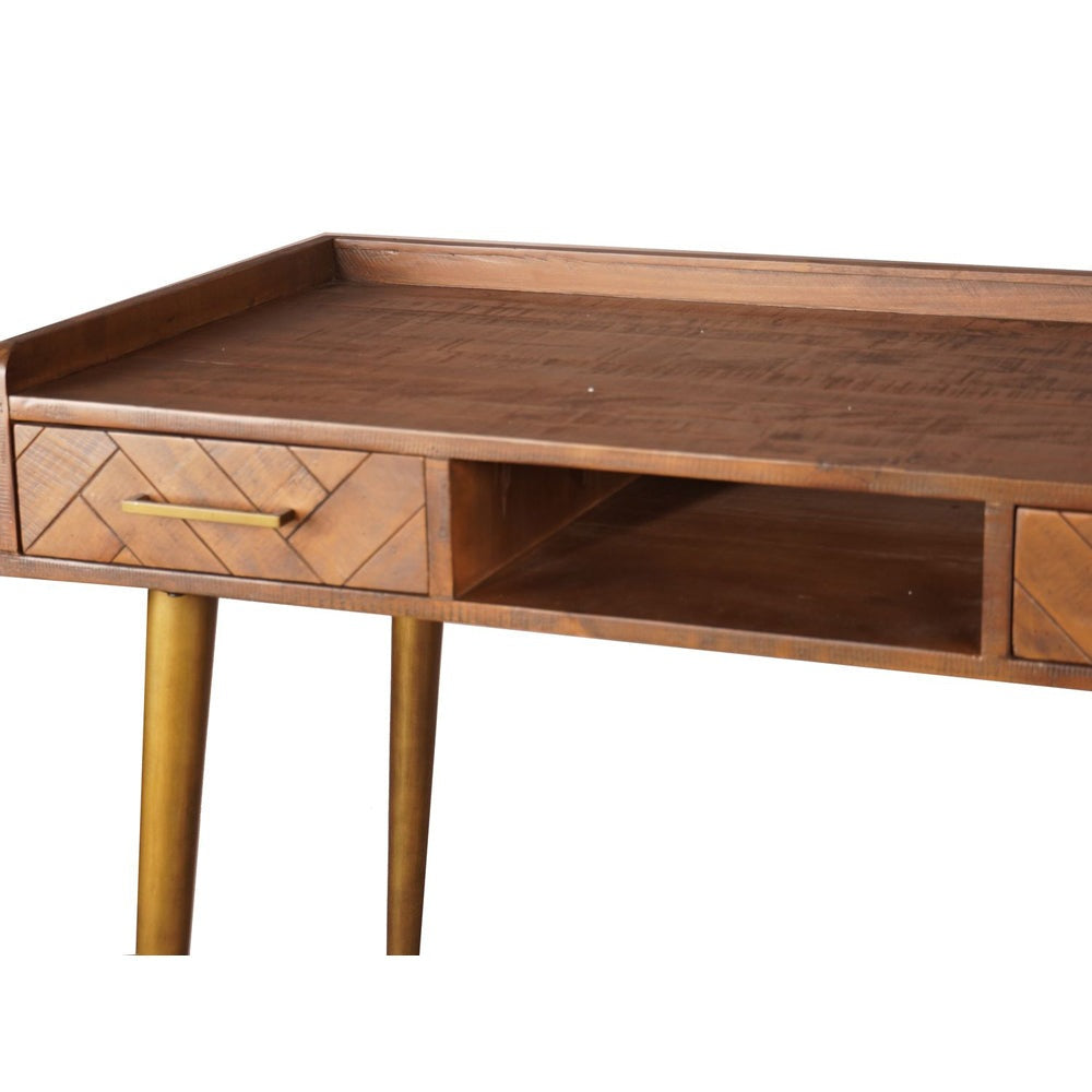 Hill Interiors Havana 2 Drawer Desk in Gold