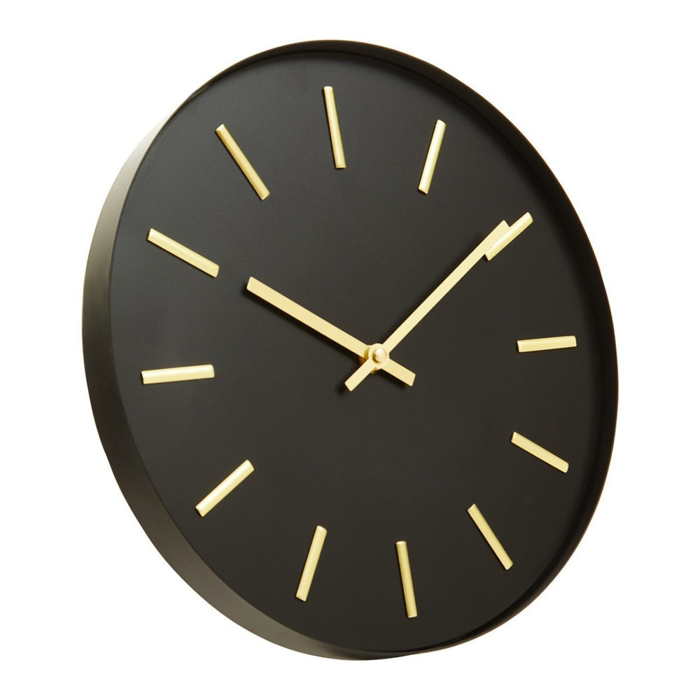 Olivia's Soft Industrial Collection - Vitas Metal Wall Clock in Black & Gold